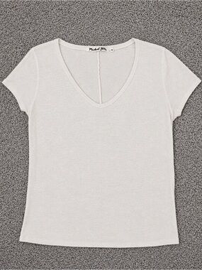 Michael Stars Cream V-Neck Short Sleeve Tee